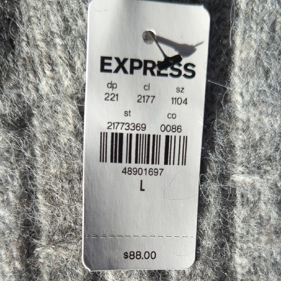 Express Light Gray Men's Crewneck Sweater - Picture 2 of 2